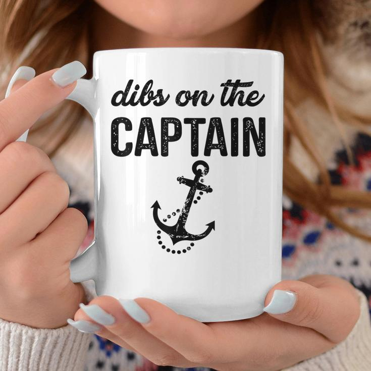Dibs On The Captain Retro Anchor Funny Captain Wife Coffee Mug Personalized Gifts