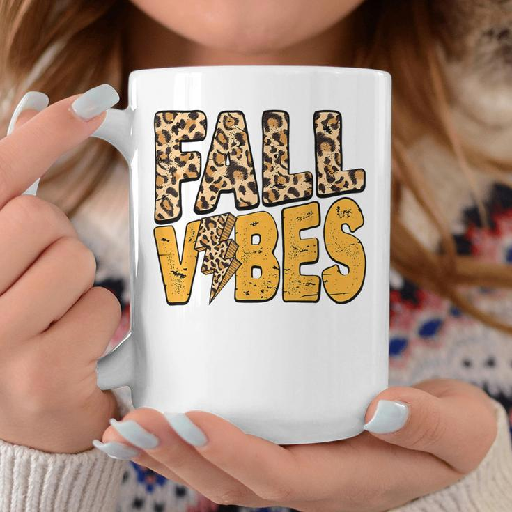Distressed Fall Vibes Leopard Lightning Bolts In Fall Colors Coffee Mug Personalized Gifts