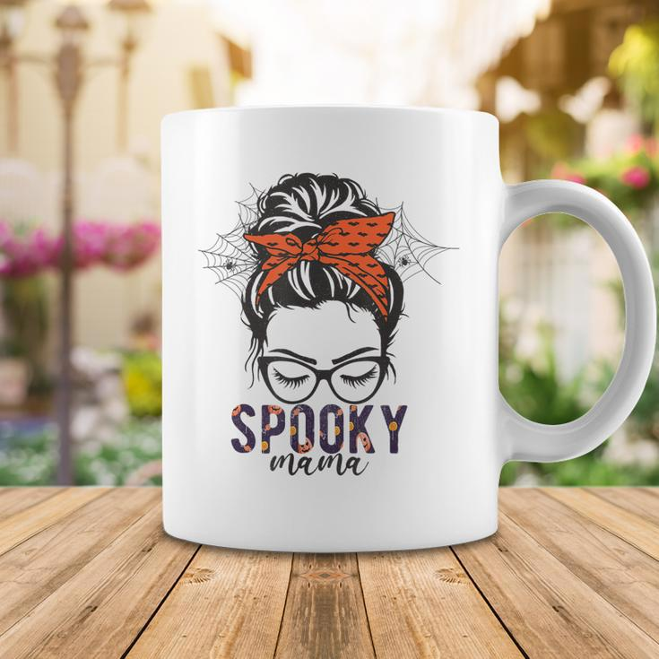 Funny Halloween Spooky Mom Messy Bun Skull Mama Costume Coffee Mug Funny Gifts