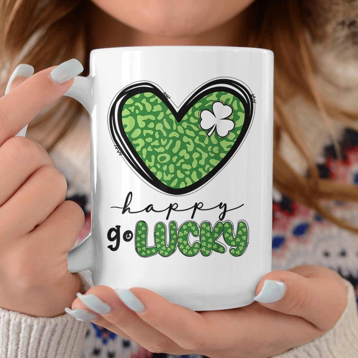Happy Go Lucky Heart St Patricks Day Lucky Clover Shamrock Coffee Mug Personalized Gifts