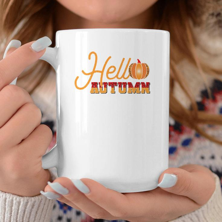 Hello Autumn Pumpkin Hello Fall Coffee Mug Funny Gifts