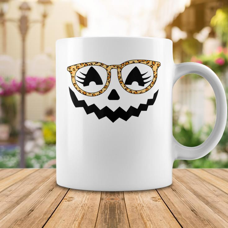 Jack O Lantern Face Pumpkin Halloween Leopard Print Glasses V5 Coffee Mug Funny Gifts