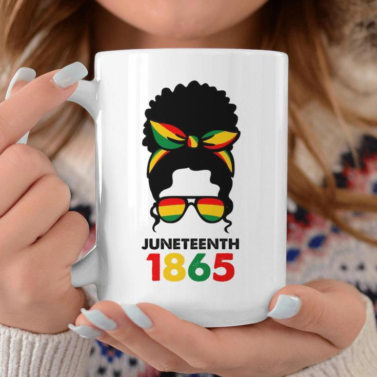 Juneteenth 1865 Messy Bun Hair Black Queen Headband Black Pride Coffee Mug Personalized Gifts