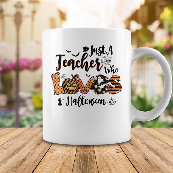 Just A Teacher Who Loves Halloween Pumpkin Witch Costume Coffee Mug Funny Gifts