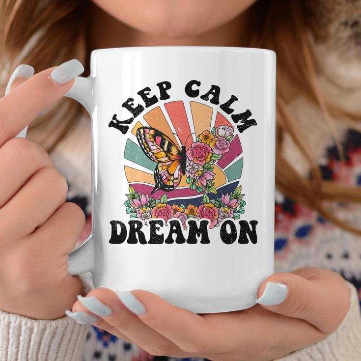 Keep Calm Dream On Vintage Boho Design V2 Coffee Mug Funny Gifts
