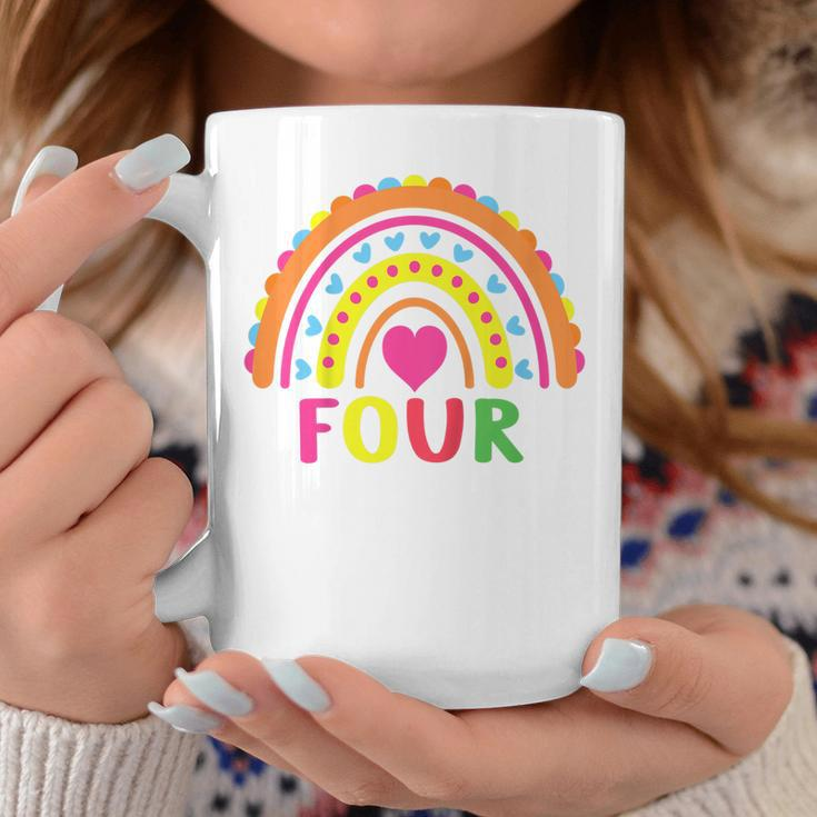 Kids 4 Years Old Rainbow 4Th Birthday Four Bday Girls Boys Kids Coffee Mug Personalized Gifts