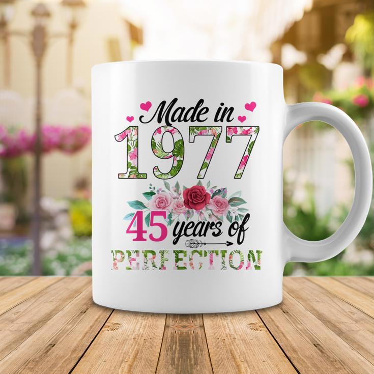 Made In 1977 Floral 45 Year Old 45Th Birthday Gifts Women Coffee Mug Funny Gifts