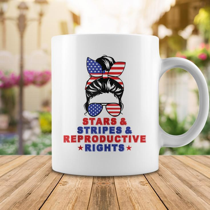 Messy Bun Stars Stripes & Reproductive Rights 4Th Of July Coffee Mug Funny Gifts