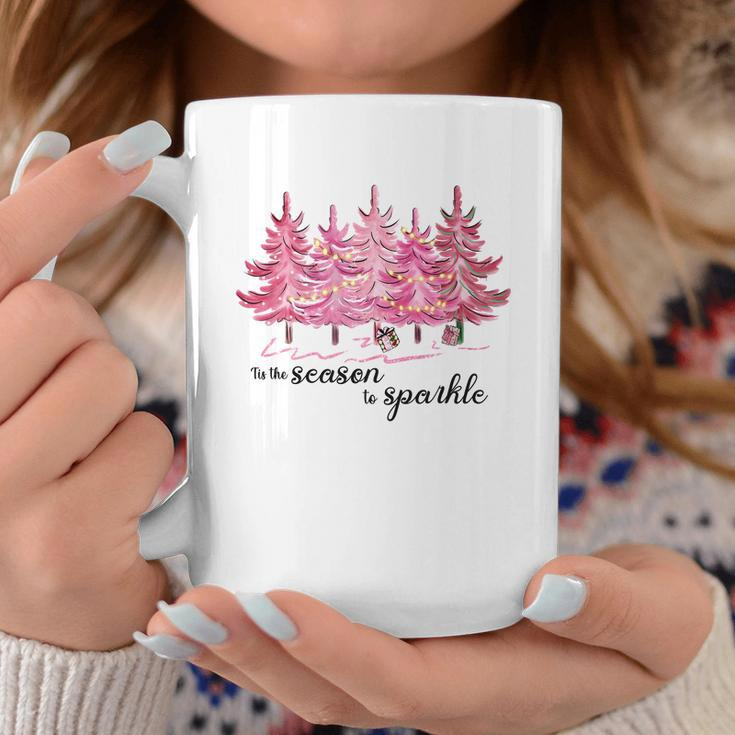 Minimalist Christmas Tree Pink ChristmasTis The Season To Sparkle Coffee Mug Funny Gifts