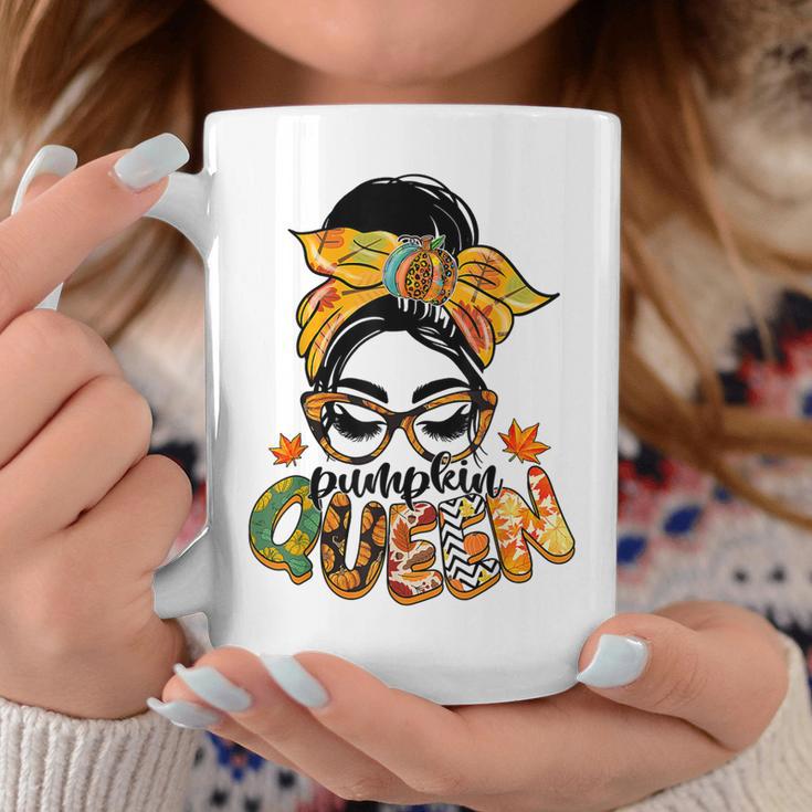 Pumpkin Queen Messy Bun Fall Pumpkin Fall Vibes Autumn Coffee Mug Personalized Gifts