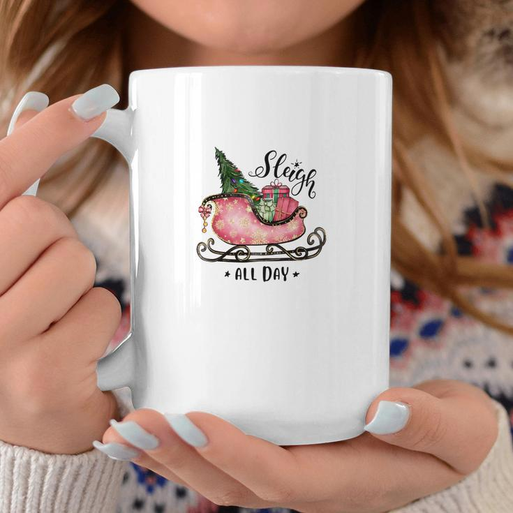 Retro Christmas Sleigh All Day Coffee Mug Funny Gifts