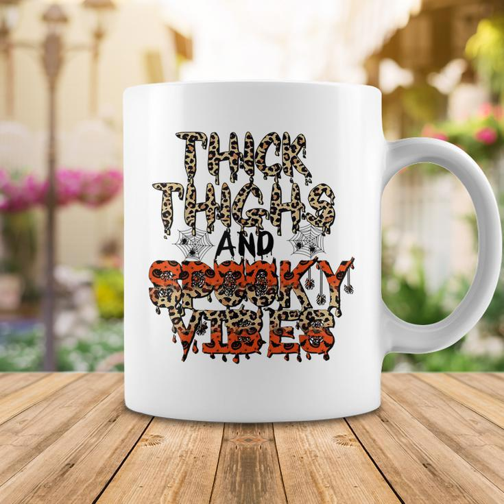Retro Leopard Thick Thighs And Spooky Vibes Funny Halloween Coffee Mug Funny Gifts