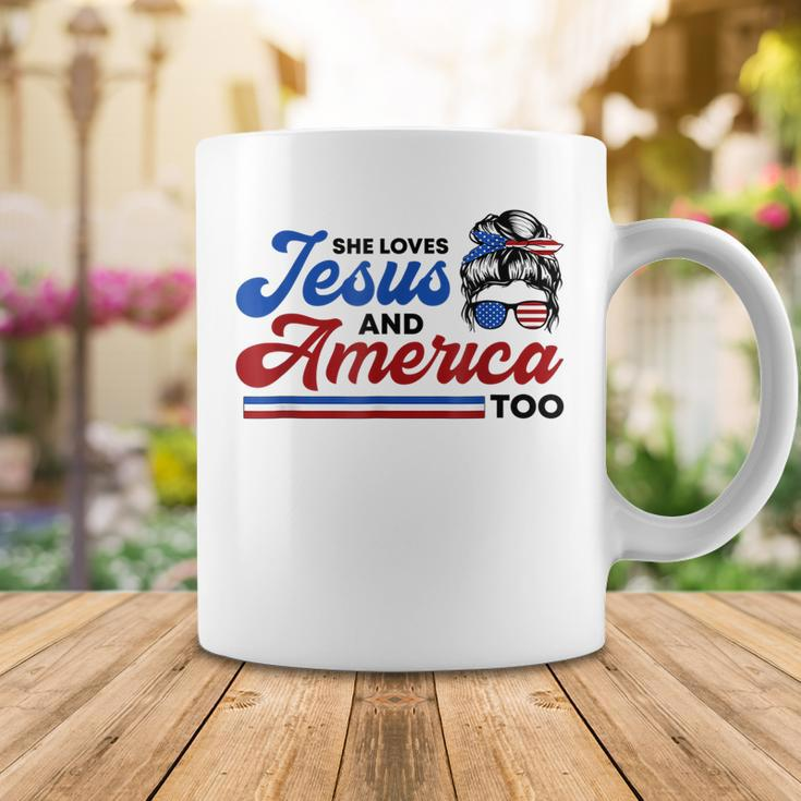 She Loves Jesus And America Too 4Th Of July Proud Christians Coffee Mug Funny Gifts