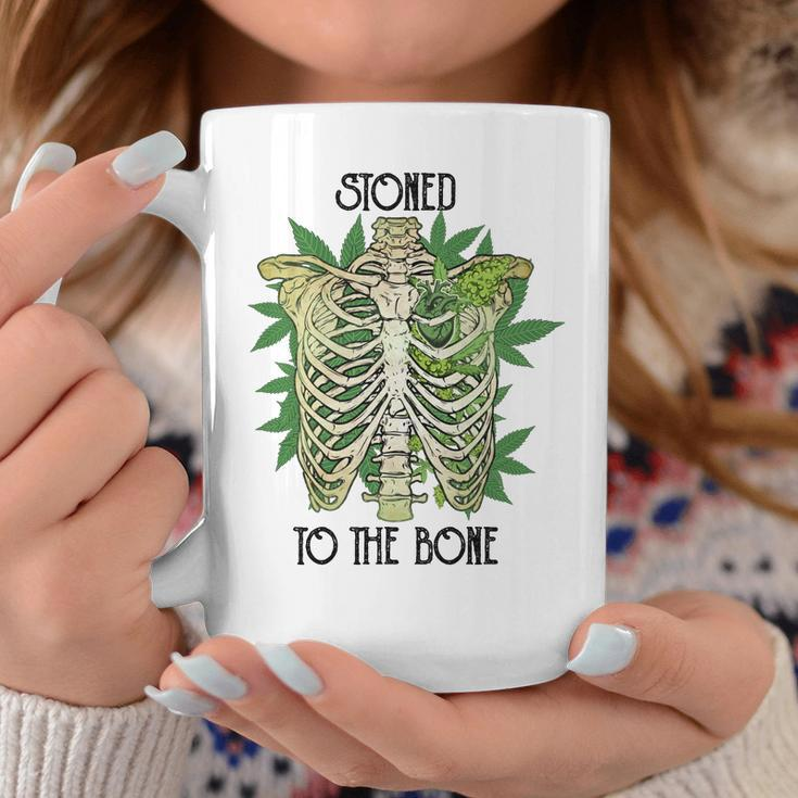 Skeleton And Plants Stoned To The Bone Coffee Mug Funny Gifts