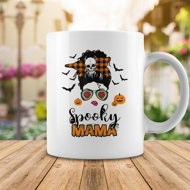 Spooky Mama Messy Bun For Halloween Messy Bun Mom Monster Coffee Mug Funny Gifts
