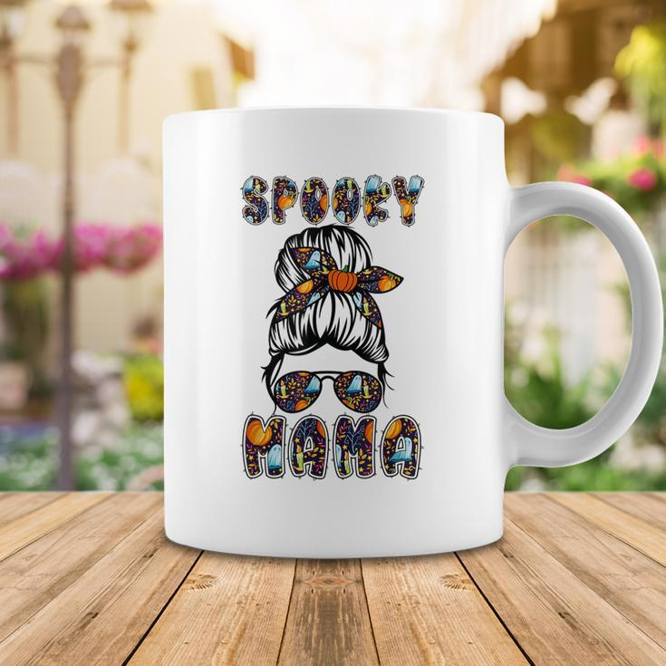 Spooky Mama Scary Halloween Messy Hair Bun Mothers Coffee Mug Funny Gifts