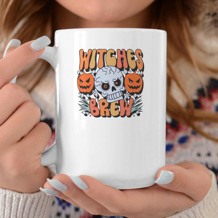 Witches Crew Pumpkin Skull Groovy Fall Coffee Mug Funny Gifts