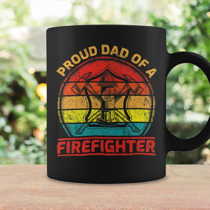 Firefighter Vintage Retro Proud Dad Of A Firefighter Fireman Fathers Day Coffee Mug