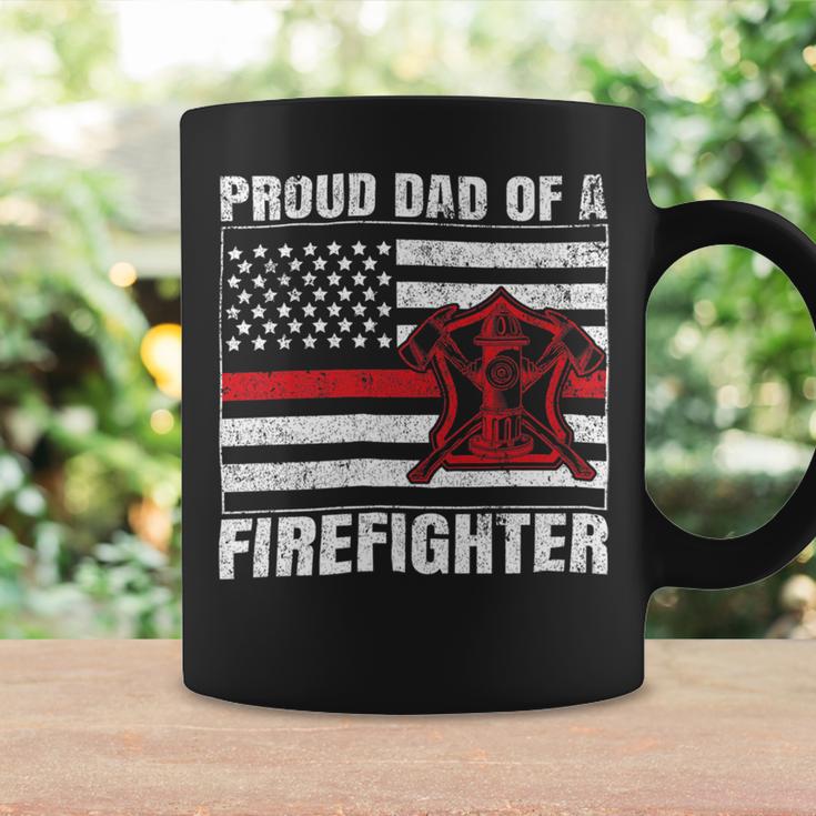 Firefighter Vintage Usa Flag Proud Dad Of A Firefighter Fathers Day Coffee Mug