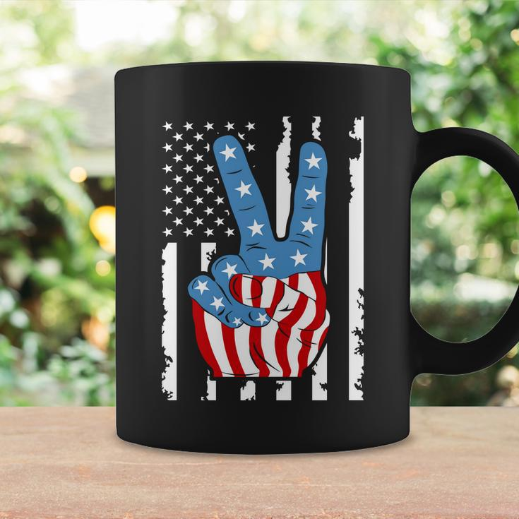 4Th Of July Peace Hand American Flag Coffee Mug Gifts ideas