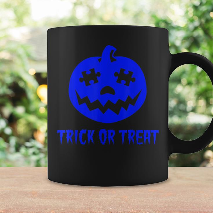 Cool Trick Or Treat Blue Autism Awareness Pumpkin Halloween Coffee Mug Gifts ideas