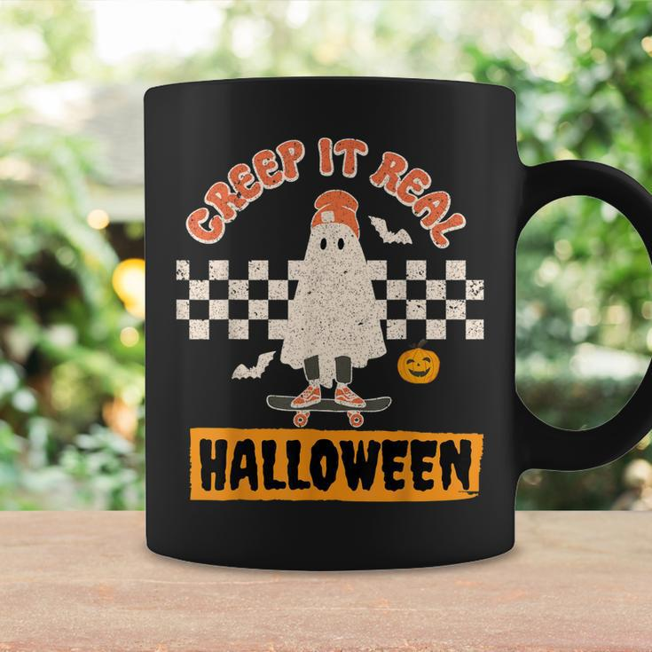 Creep It Real Retro Halloween Funny Ghost Skateboarding Coffee Mug Gifts ideas