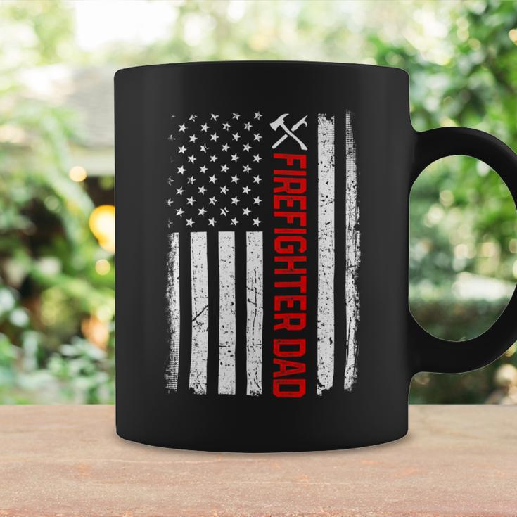 Firefighter Retro American Flag Firefighter Dad 4Th Of July Fathers Day Coffee Mug Gifts ideas