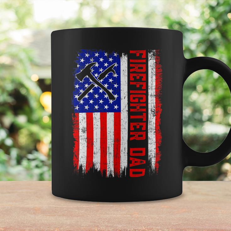 Firefighter Retro American Flag Firefighter Dad Jobs Fathers Day Coffee Mug Gifts ideas