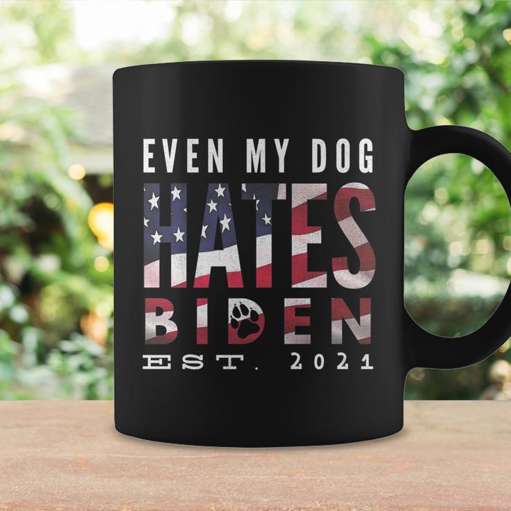 Funny Anti Biden Even My Dog Hates Biden Biden Sucks Anti Biden Usa Flag Coffee Mug Gifts ideas