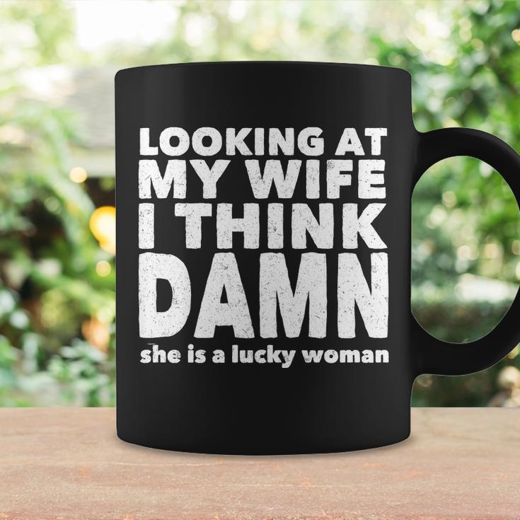Funny Husband Lucky Wife Tshirt Coffee Mug Gifts ideas