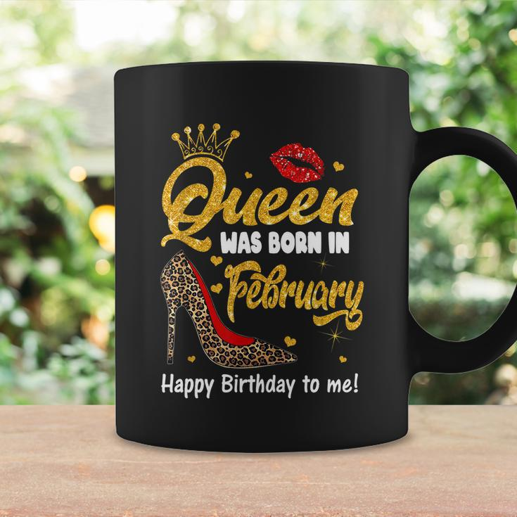 Funny Queen Was Born In February Happy Birthday To Me Leopard Shoe Gift Coffee Mug Gifts ideas