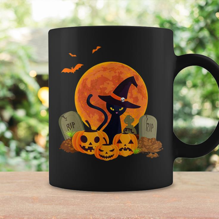 Halloween Cute Witch Cat Mom Pumpkin Graveyard Spooky Cat Coffee Mug Gifts ideas