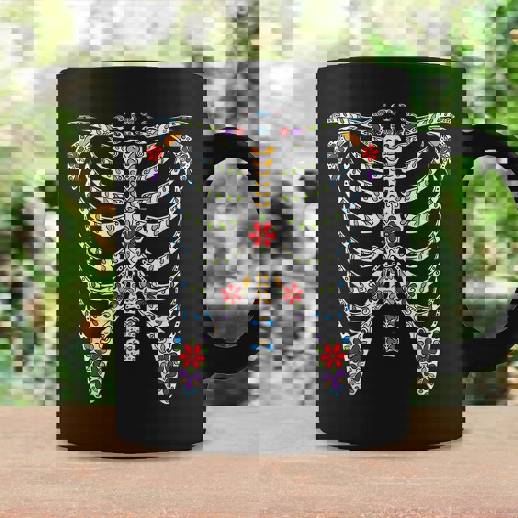 Halloween Day Of Dead Skeleton Flowers Decorated Coffee Mug Gifts ideas