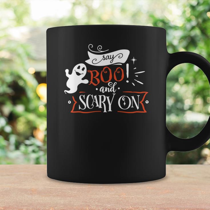 Halloween Say Boo And Scary On Orange And White Coffee Mug Gifts ideas