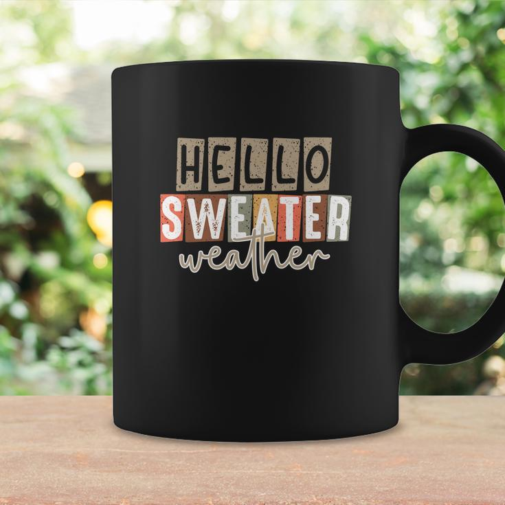 Hello Sweater Weather Fall Favorite Season Coffee Mug Gifts ideas