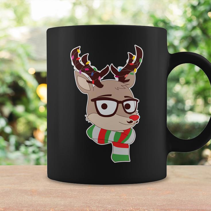 Hipster Red Nose Reindeer Christmas Lights Graphic Design Printed Casual Daily Basic Coffee Mug Gifts ideas