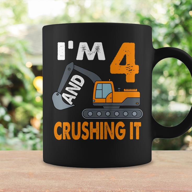 Kids Construction Truck 4Th Birthday Boy 4 Years Old Digger Truck Coffee Mug Gifts ideas