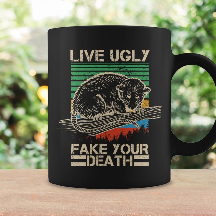 Live Ugly Fake Your Death Retro Vintage Opossum Coffee Mug Gifts ideas