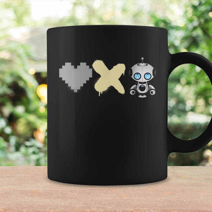 Love Death Robots Yellow Pixel Heart X And Cute Robot Coffee Mug Gifts ideas