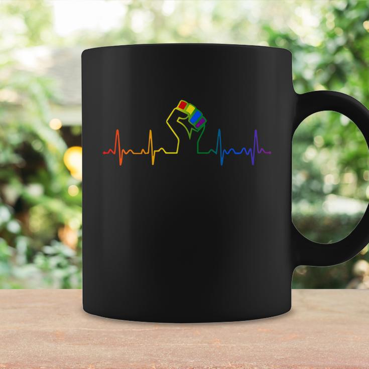 Lovely Lgbt Gay Pride Power Fist Heartbeat Lgbtq Lesbian Gay Meaningful Gift Coffee Mug Gifts ideas