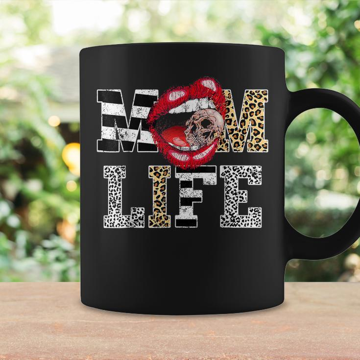 Mom Life Leopard Lip Skull Red Lip Mothers Day Coffee Mug Gifts ideas