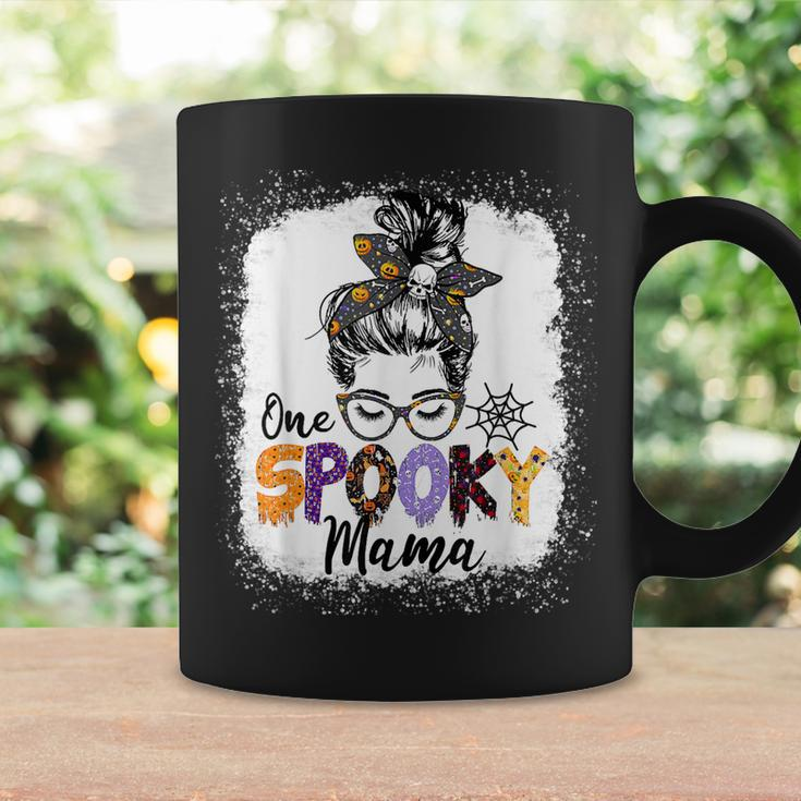 One Spooky Mama Messy Bun Skull Halloween Funny Mom Life Coffee Mug Gifts ideas