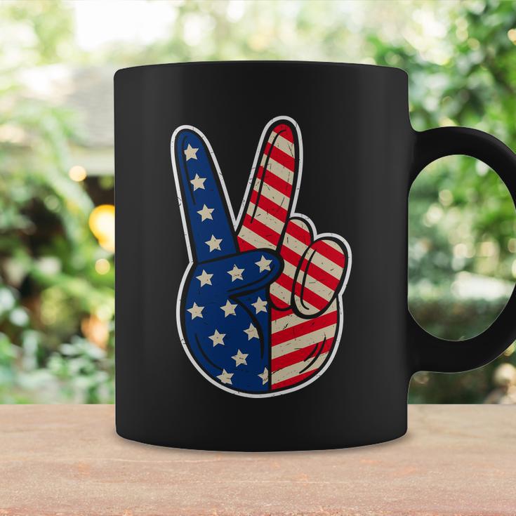 Peace Sign Hand Patriotic American Graphic Plus Size Shirt For Men Women Family Coffee Mug Gifts ideas