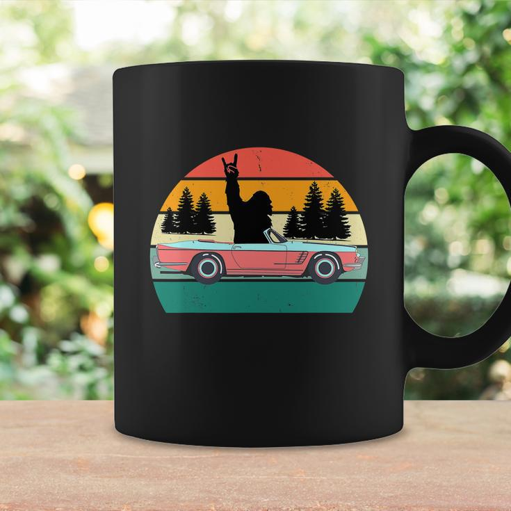 Sasquatch Bigfoot Driving Car Retro Sunset Funny Coffee Mug Gifts ideas