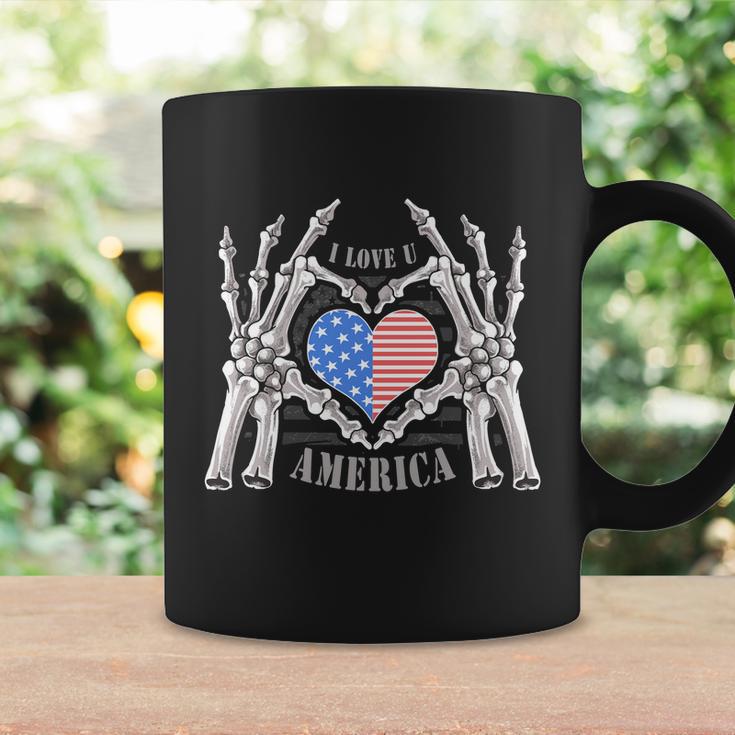 Skull Hands I Love You America Fourth Of July American Independence Day Graphic Coffee Mug Gifts ideas