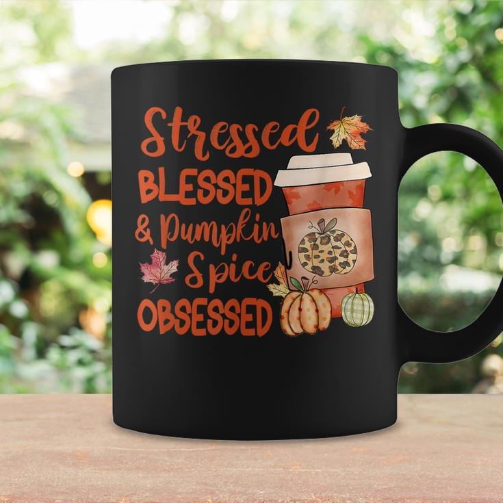 Stressed Blessed And Pumpkin Spice Obsessed Fall Autumn Love Coffee Mug Gifts ideas