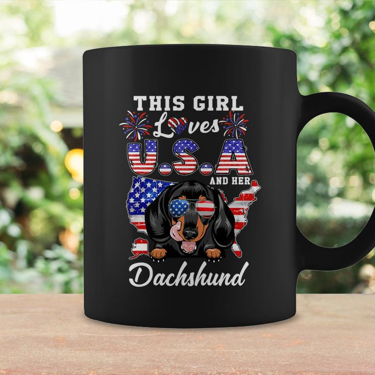 This Girl Loves Usa And Her Dog 4Th Of July Dachshund Dog Coffee Mug Gifts ideas