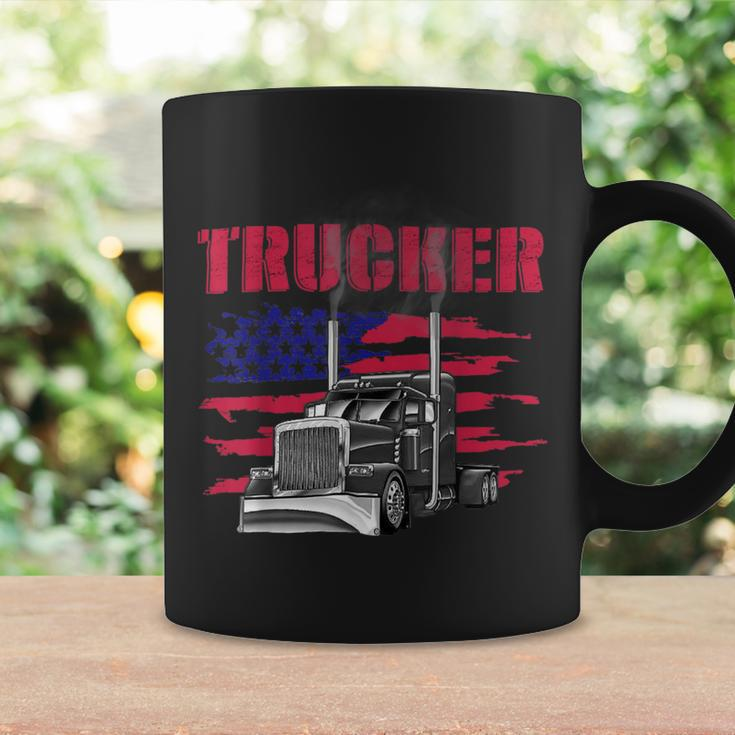 Trucker Truck Driver American Flag Trucker Coffee Mug Gifts ideas