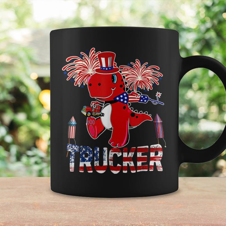 Trucker Trucker American Flag Funny Trex Fireworks 4Th Of July Coffee Mug Gifts ideas