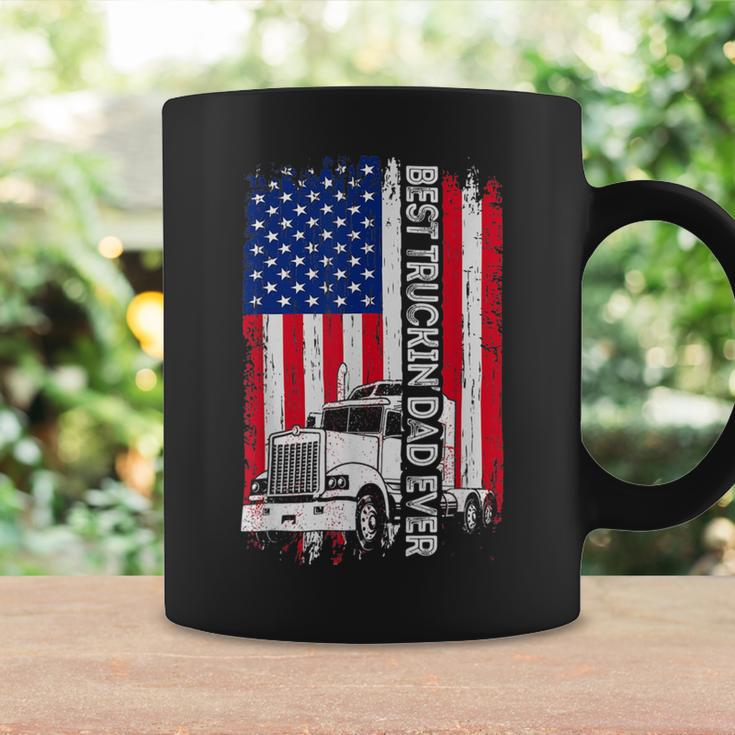Trucker Trucker Best Truckin Dad Ever Usa Flag Driver Fathers Day_ Coffee Mug Gifts ideas